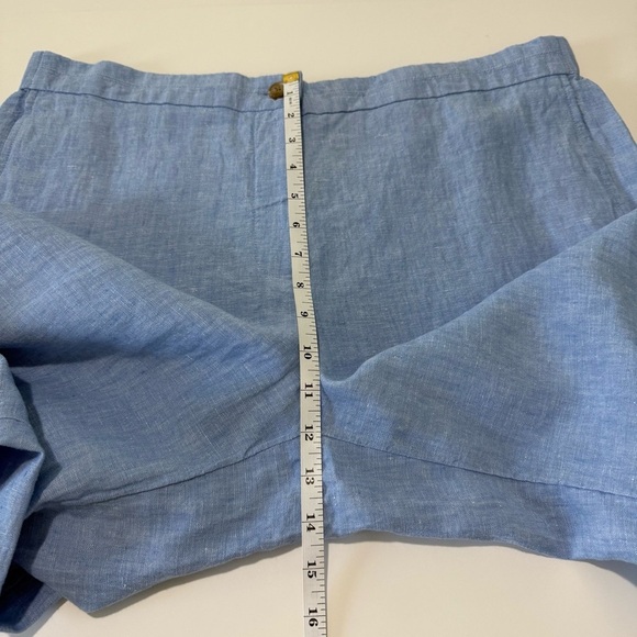 J. Jill Easy Linen Pants Wide Leg Women Size L Cropped Relaxed Fit In Blue - Picture 10 of 14